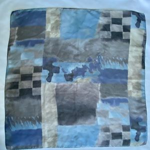 Rayon blue geometric scarf
